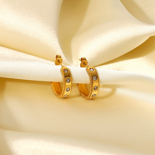 18K Gold Plated Star Zirconia Earrings