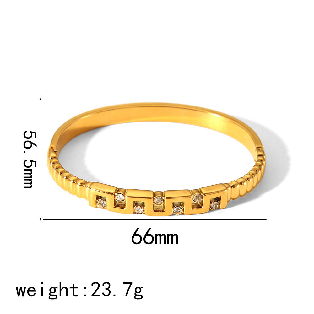 18K Gold Open Titanium Steel Bracelet for Girls | High Sense INS Style Jewelry