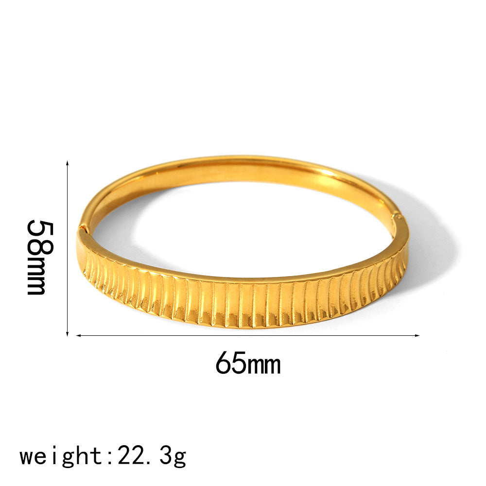 18K Gold Open Titanium Steel Bracelet for Girls | High Sense INS Style Jewelry