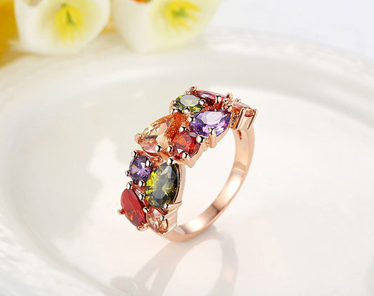 18K Genuine Gold Zircon Rings with AAA Grade Zircon Stones – Elegant and High-Quality Jewelry