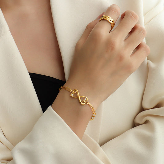 18K Gold Zircon Bracelet in Simple Style