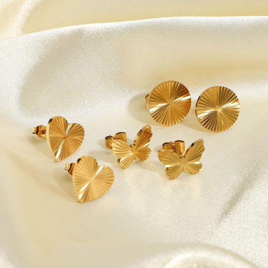 18K Gold Plated Kingdee Round Heart-Shaped Earrings