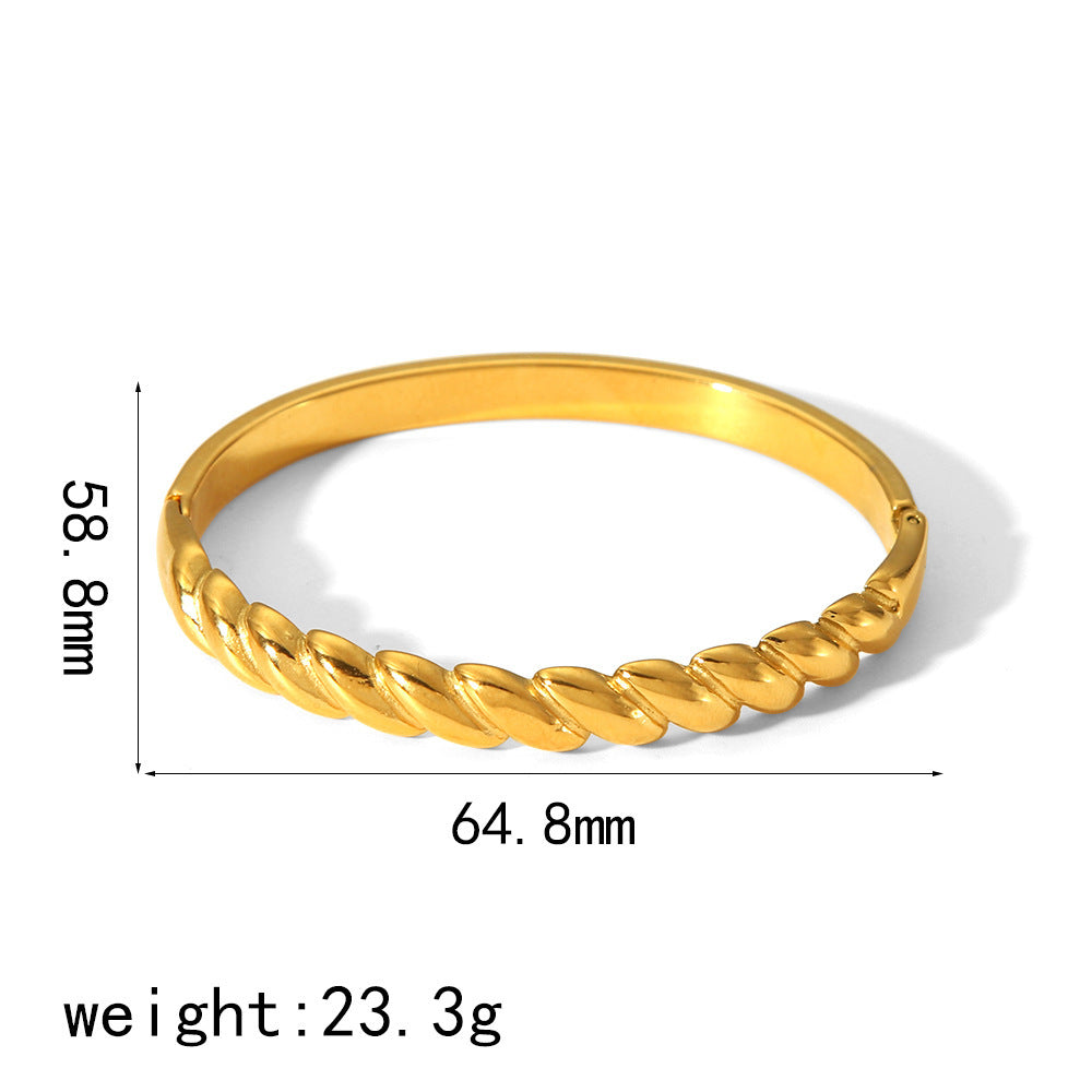 18K Gold Open Titanium Steel Bracelet for Girls | High Sense INS Style Jewelry