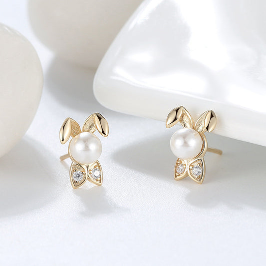 18K Gold-Plated S925 Sterling Silver Rabbit Earrings