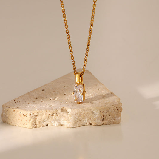 18K Gold-Plated Stainless Steel Geometric Pendant Necklace